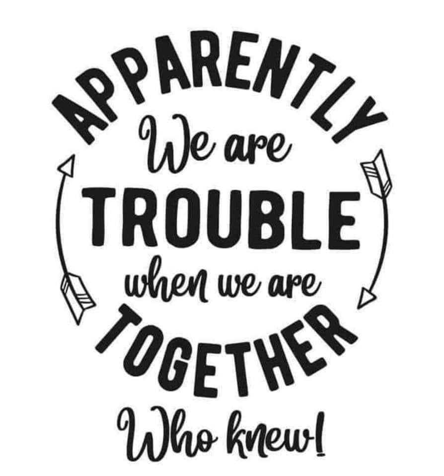 *Apparently We're Trouble When We're Together. Who Knew?*