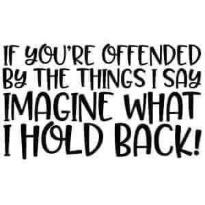 *If You're Offended By the Things I Say Imagine What I Hold Back*
