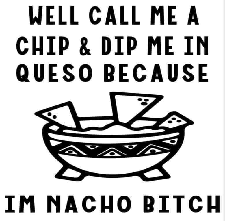 *Well Call Me a Chip & Dip Me in Queso Because I'm Nacho Bitch*